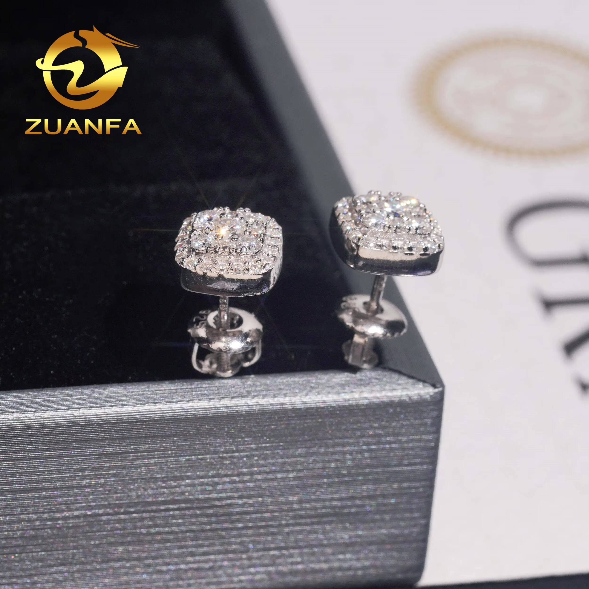 Wholesale Price Fashion Style 8mm Unisex Ear Stud 925 Silver Hip Hop Iced Out Jewelry VVS Moissanite Diamond Stud Earring