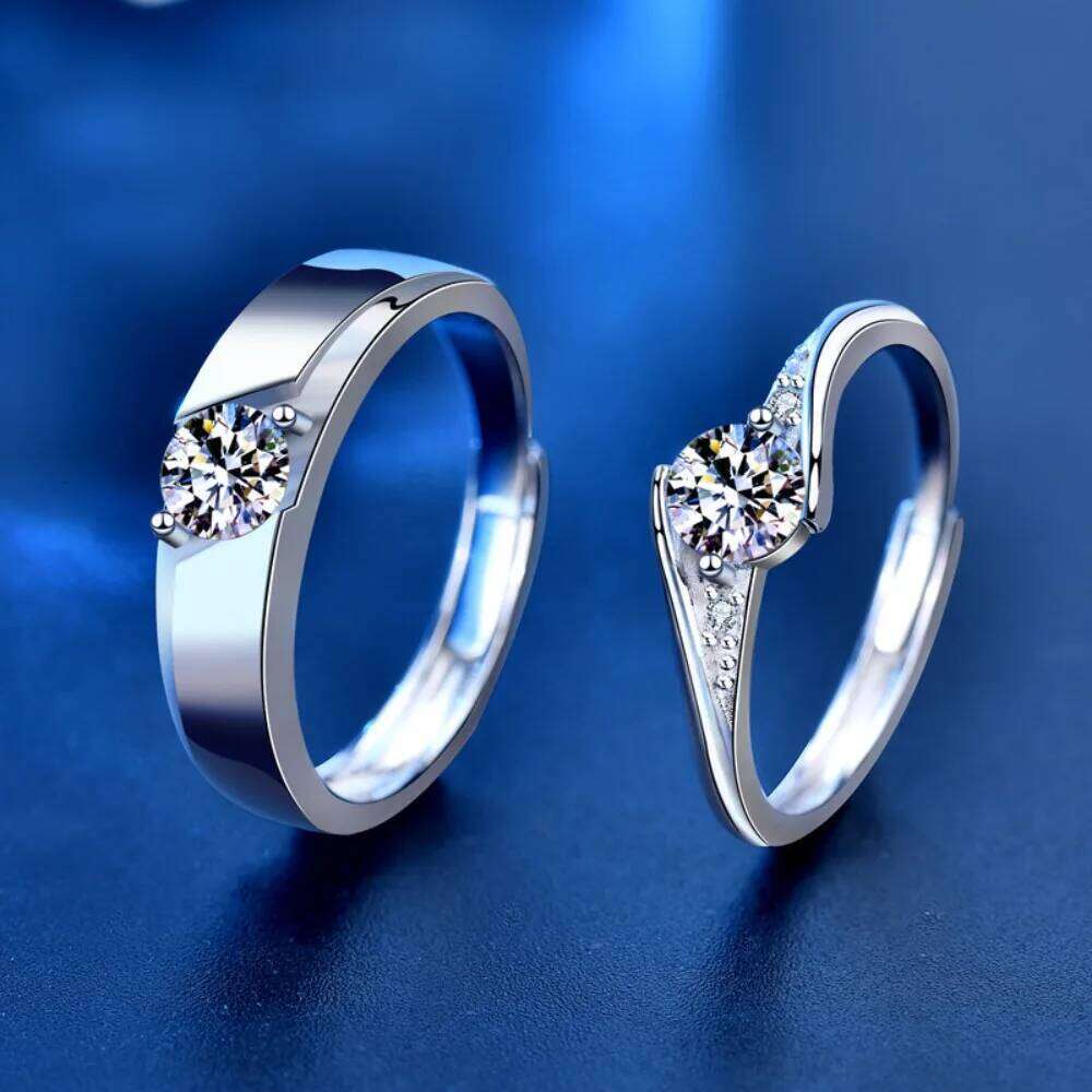 0.5ct D Color Moissanite Couple Rings Men Women Eternity Wedding Band Silver 925 Luxury Jewelry Gifts with Certificate Pass Test XJ260130