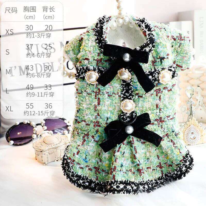 Warm Dress Formal Princess Style Green Classic Outfit Fit For Small Dog Breeds Teddy/bichon Frise/schnauzer Pet Clothes H260129
