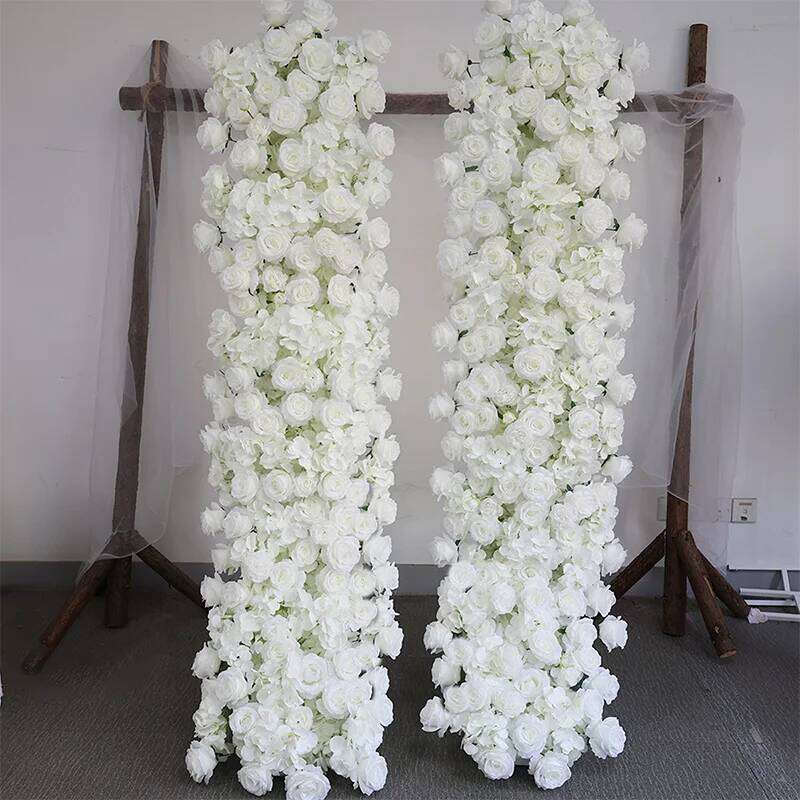 2m runner white red rose arrangement artificial flower row wedding dining table decoration flowers Y260130