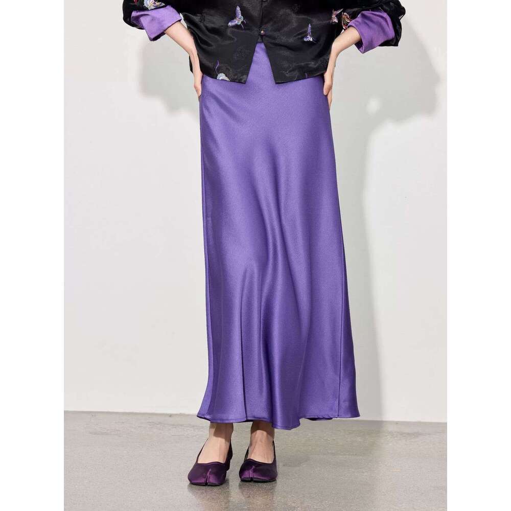 Zhihetang Versatile Glossy Asymmetrical Mermaid Vintage Draped High Waist Bodycon A-Line Long Skirt 668 LEEGO LENS