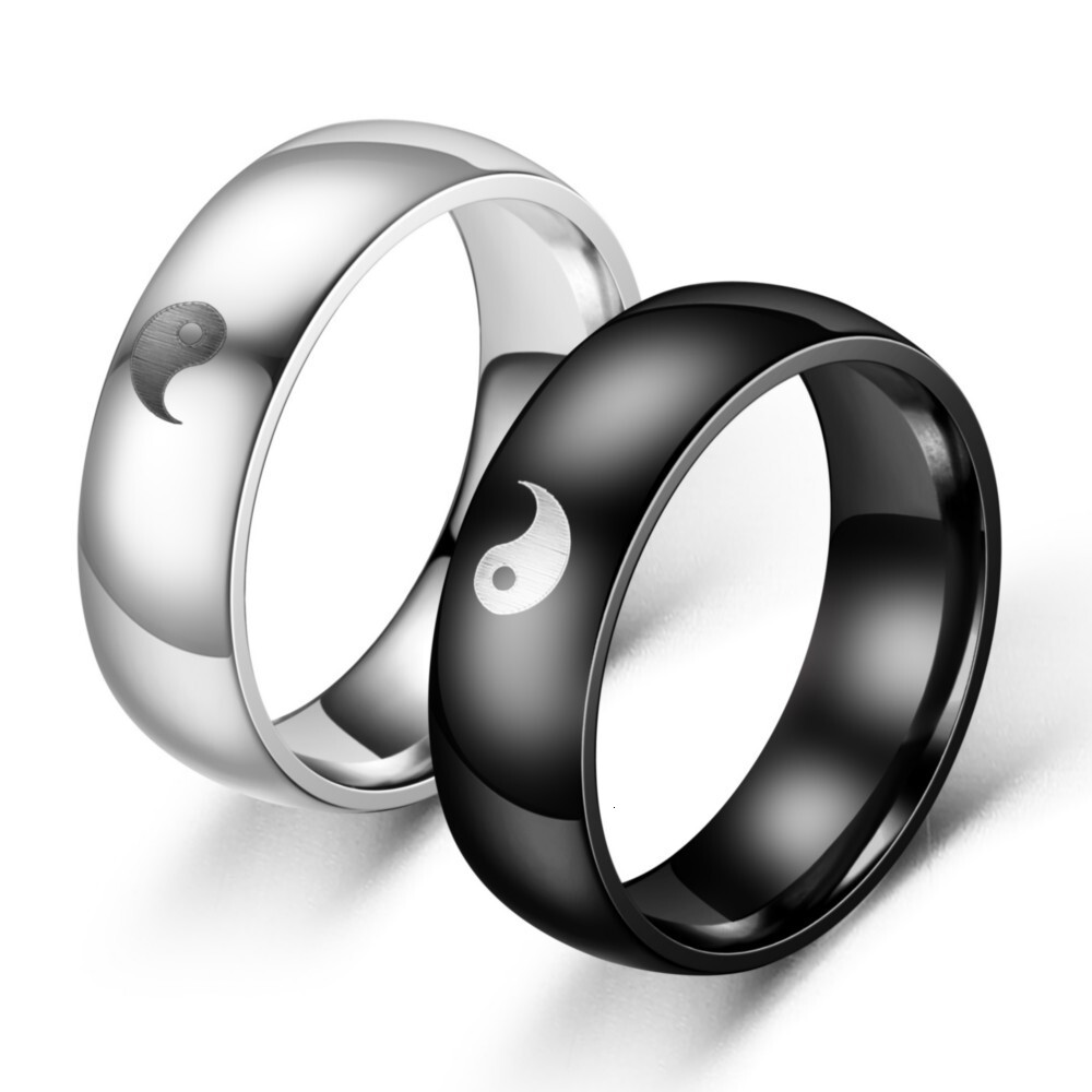 New Style Titanium Steel Tai Chi Ring Bagua Diagram Couple Rings Source Manufacturer