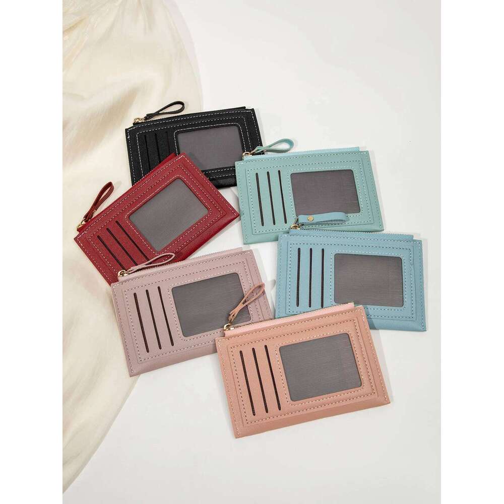 Minimalist ultra-thin coin fashionable and portable PU leather wallet multifunctional credit clip zipper card holder Z260130