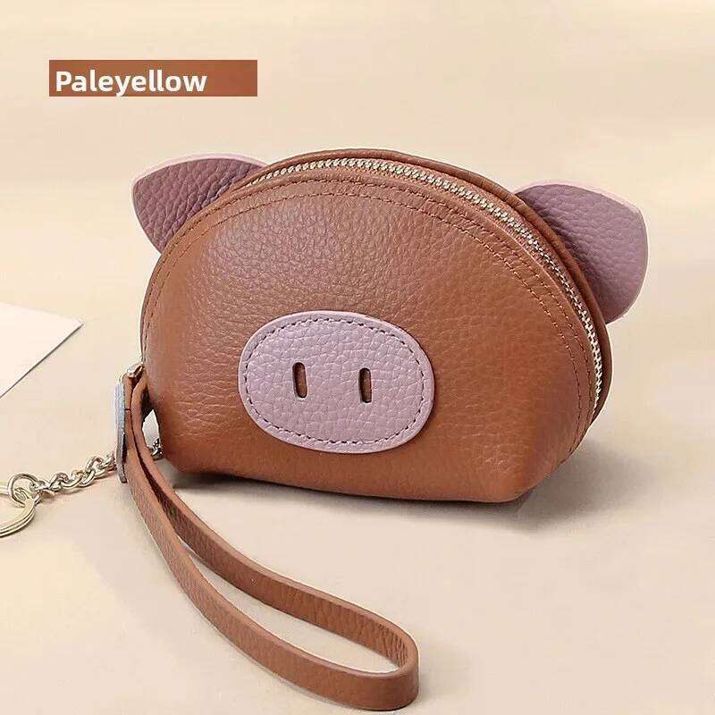 New Cute Pig Cow Leather Women's Coin Purse Creative Card key lipstick storage bag Holder Wallet For Women Z260130