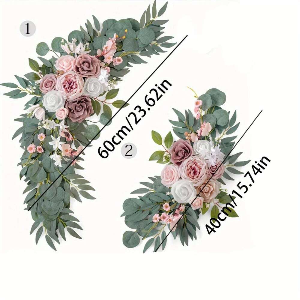 2pcs Wedding Flowers, Artificial Rose Wreaths,Suitable for Outdoor Decoration,Home Decoration,Wedding Arch Decoration W260130