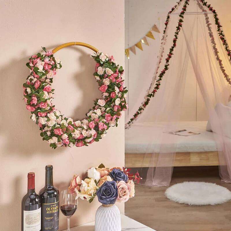 2.5m Flower Plants 45 Head Fake Vine Flowers White Pink Home Room Wedding Decoration Silk Artificial Rose Y260130