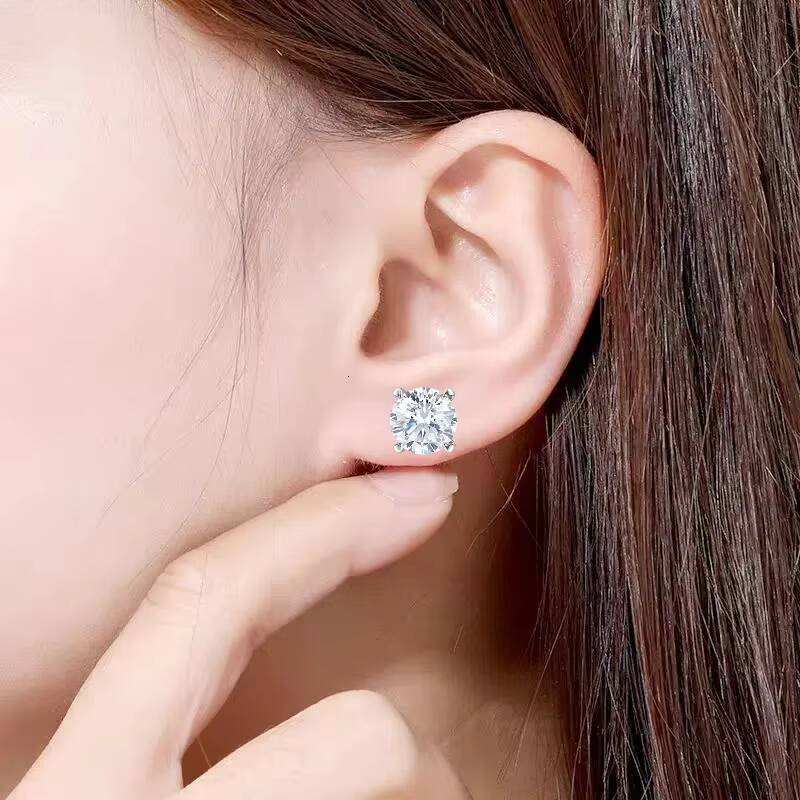 1ct FG VS Lab Grown Diamond Four-Prong Stud Earrings Round Cut Fine Jewelry for Girls