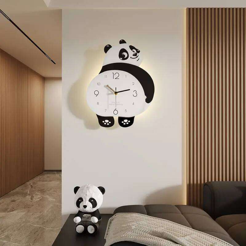 Home Decor Wall Clocks 2025 new creative panda living room mute simple modern wall hanging decorative clock watch W260130