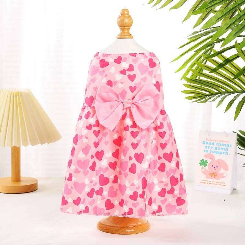 Spring Dog Princess Heart Patten Pet Skirt Cute Dogs Summer Dress Bow Lace for Small Medium Puppy Poodle Chihuahua H260130