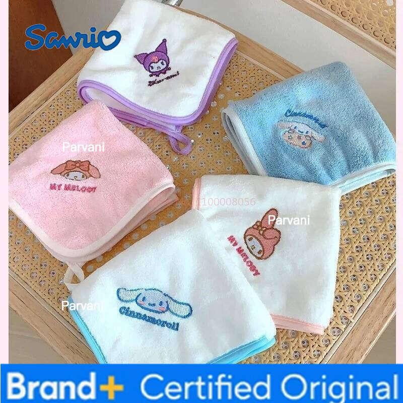 Sanrio 5pcs Kuromi Cinnamoroll Children'S Square Cartoon Embroidery Five Pieces Of Skin-Friendly Absorbent Handkerchief Towel H260130