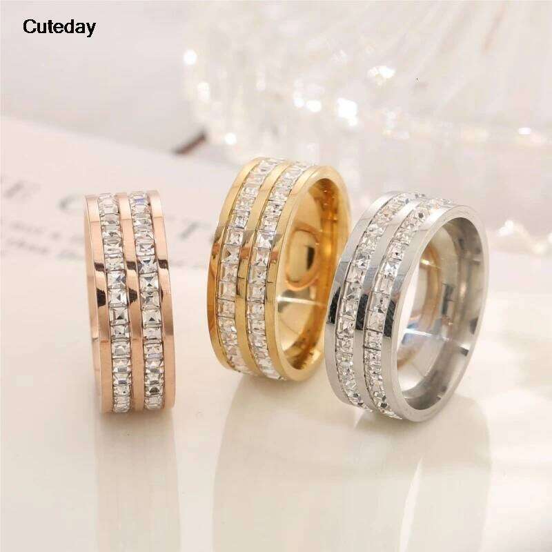 Shine Silver and Gold Color Round Inlaid White Zircon Ring for Women Men Engagement Wedding Jewelry Gift XJ260130