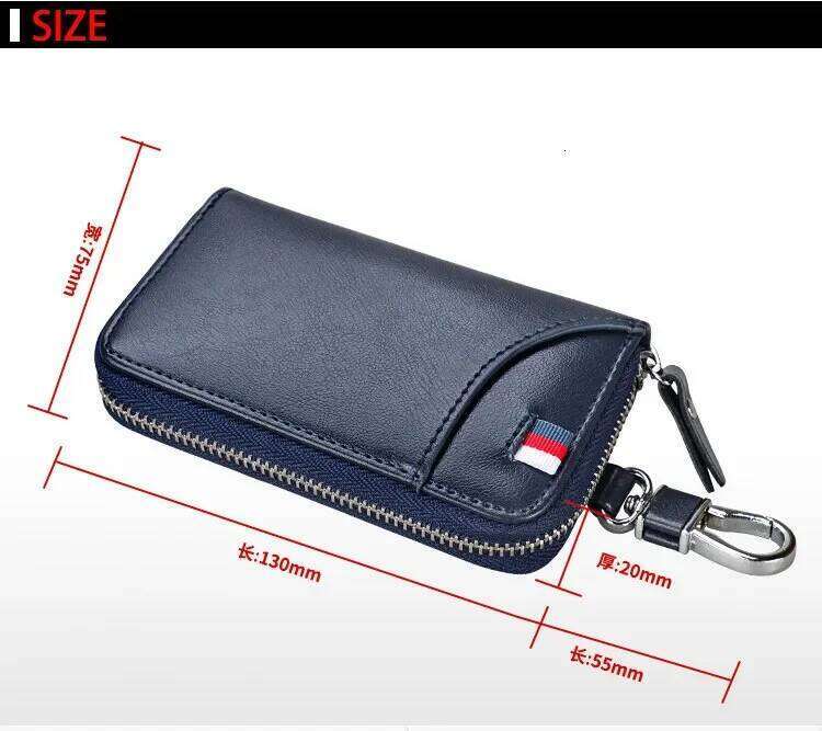 Cowhide Car Key Bag with Waist Hanging Keychain Men and Women Card Holder Smart Housekeeper Keys Portable Storage Zipper Pouch Z260130