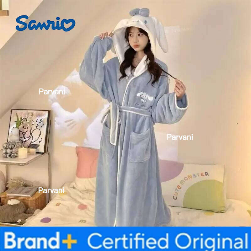 Sanrio Cinnamoroll Hello Kitty Nightgown Cartoon Cute My Melody Kuromi Thick Absorbent Quick-Drying Long Adult Bathrobe Pajama H2601301