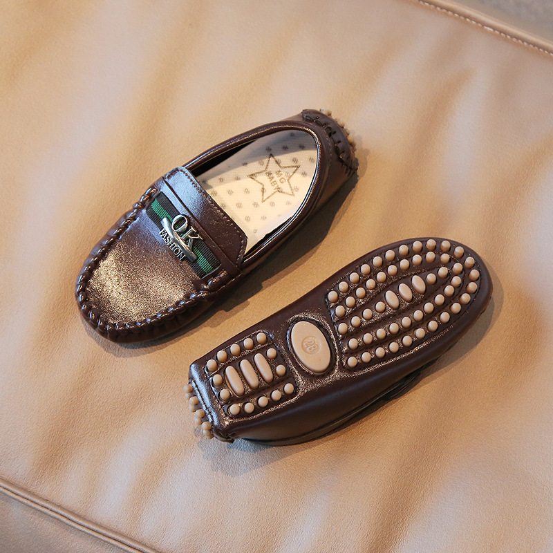 Black leather shoes for boys and girls, 2026 autumn new style, soft sole, children's school-style Korean version small single shoes, solid color,