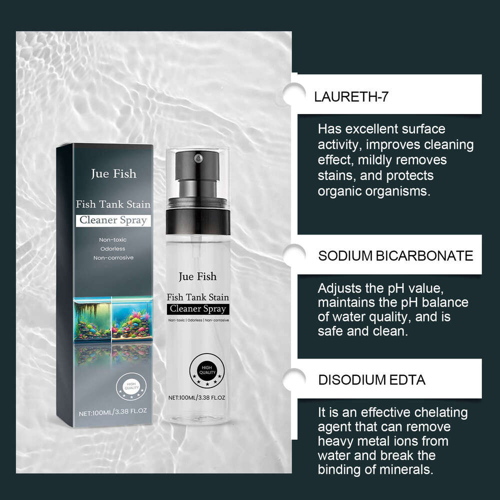 Jue-Fish Tank Stain Removal No Residue Non-Damaging Fish Cleaner Spray S260130