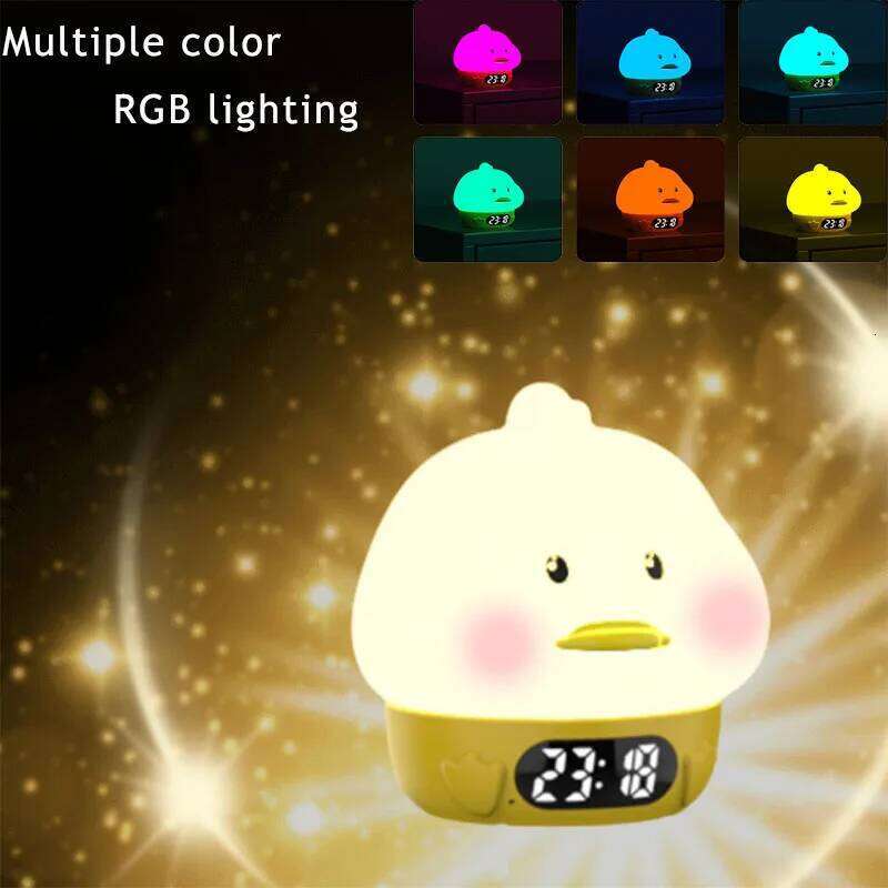Digital Children Wake Up Night Light Rechargeable Alarm Clock Lamp for Bedroom Room Decor W260130