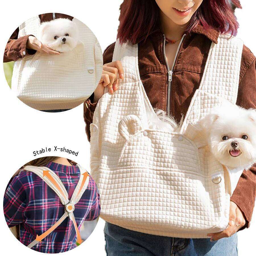 Minimalist Cross-Style Pet Carrier Portable Dog Backpack Small Double-Shoulder Outdoor Front Pack with Ad 26H0130