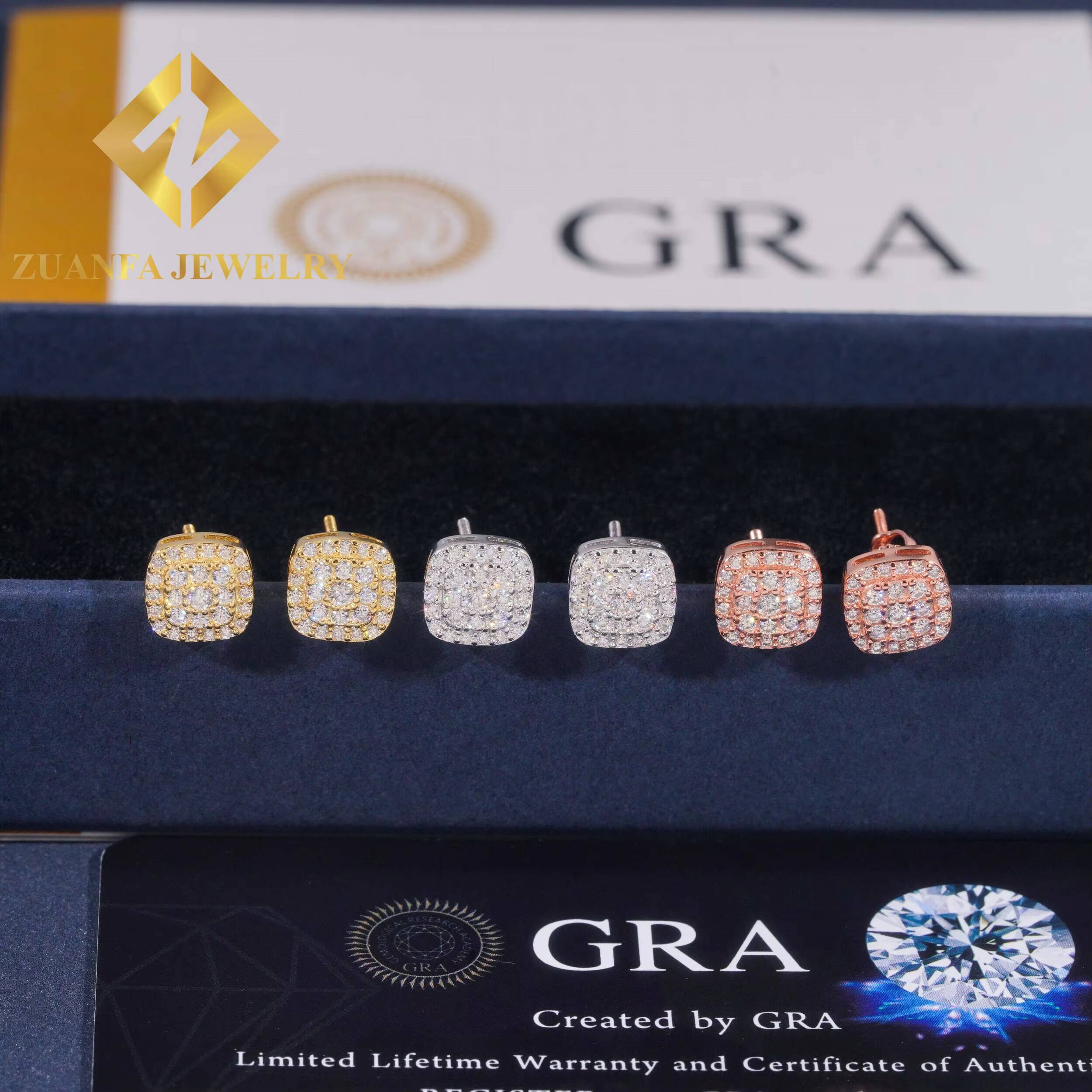 Classic Earring Fine Jewelry 925 Sterling Silver VVS Moissanite Stud Earring Hip Hop Earring Jewelry Usex