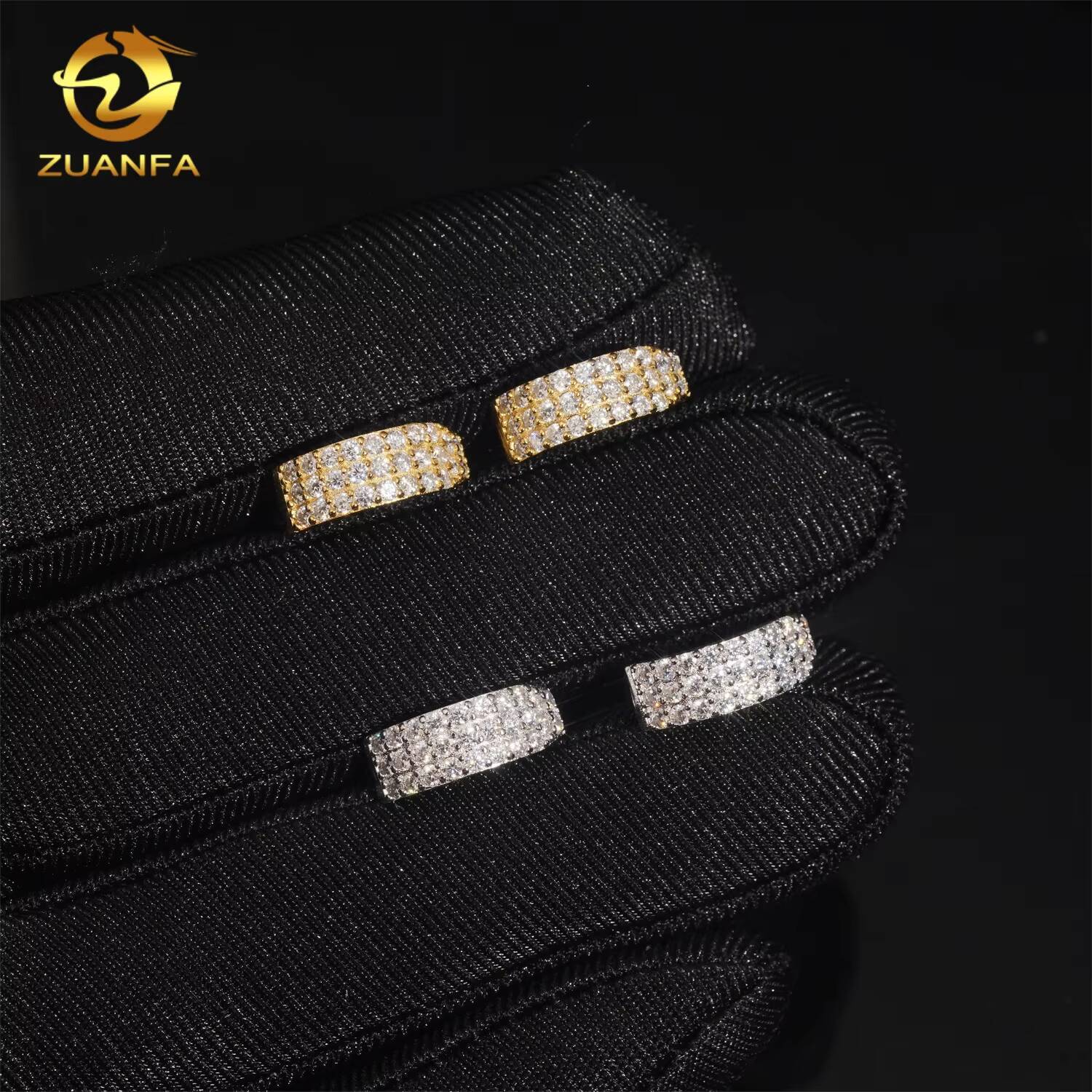 Fashion Jewelry 3 Row Hoop Earring Moissanite Diamond Earrings S925 Silver Hip Hop Earrings Pass Diamond Tester
