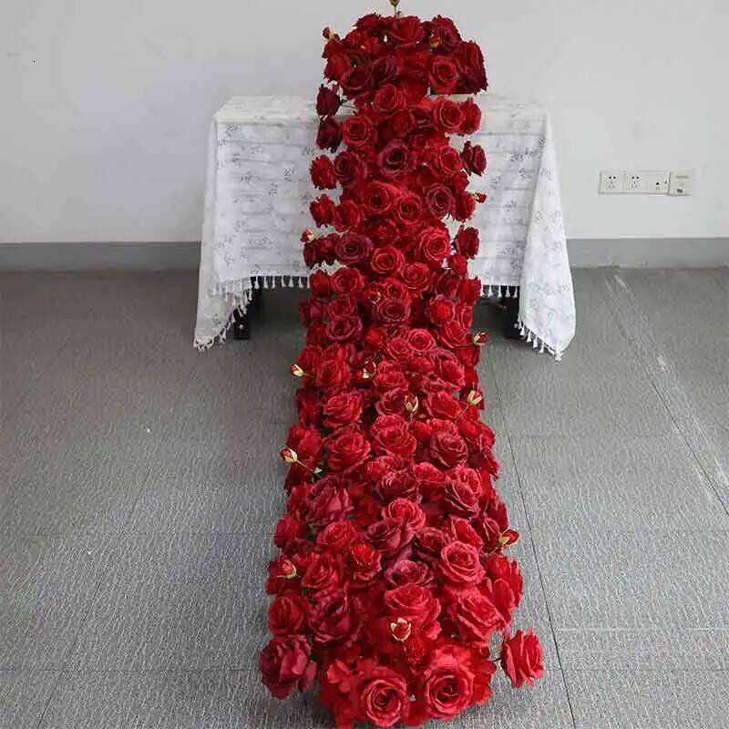 Red/White Rose peony Hyacinth Table Centerpiece Flower Ball Wedding Backdrop Decor Floral Arrangement Runner Event Party Props Y260130