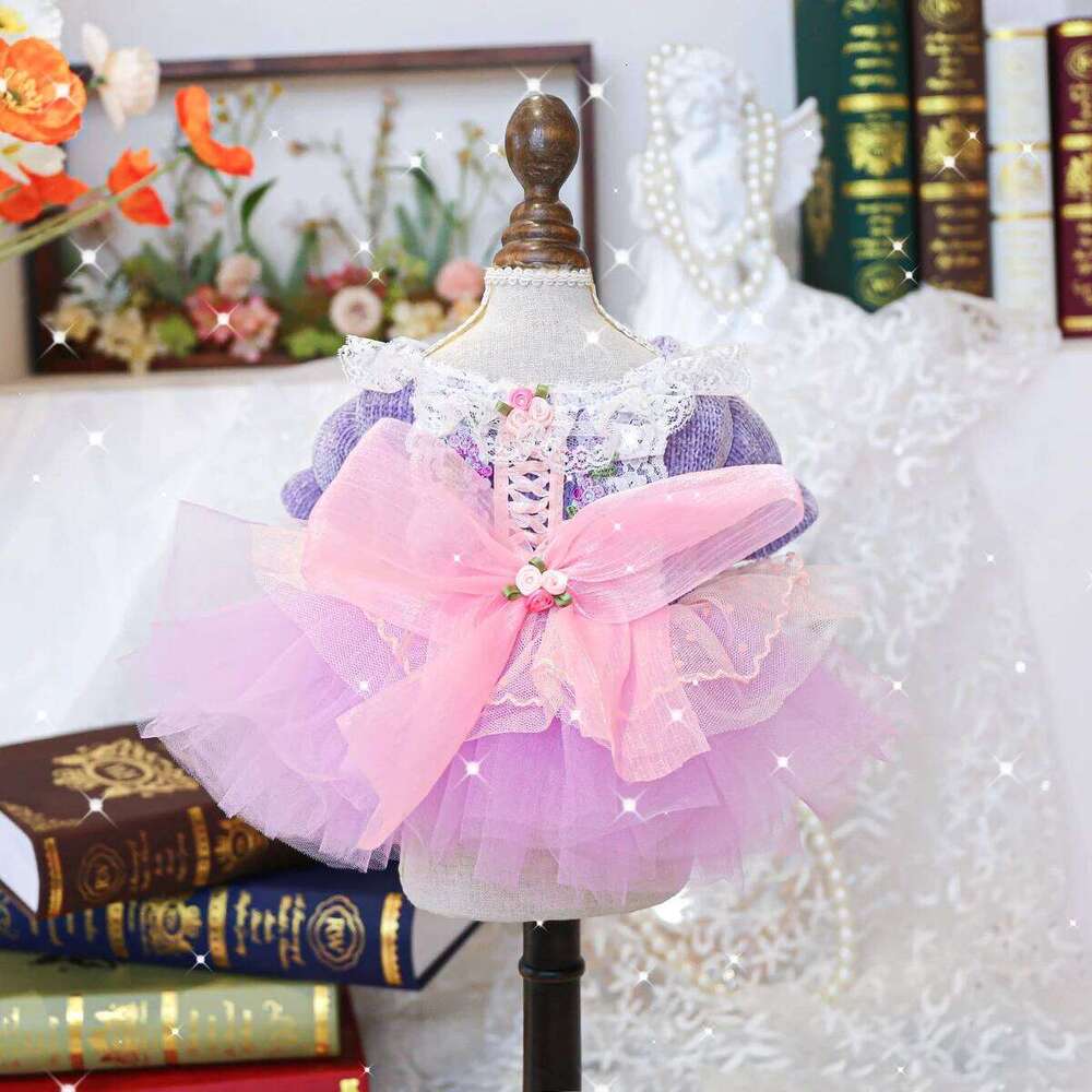 Pet Clothes Dog Cat Cute Romantic Purple Pepe Princess Wedding Dress H260129