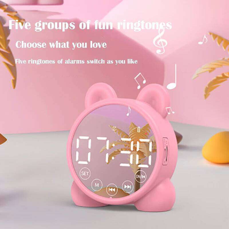 Bluetooth Mirror Table Cute Cat Digital Alarm For Kids Bedside Clock Children'S Sleep Led Clocks W260130