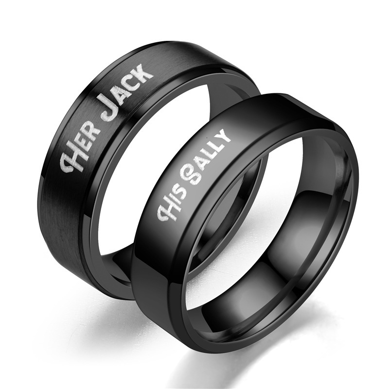 Fashion New High-end Black Step HER Jack His Sally Couple Rings