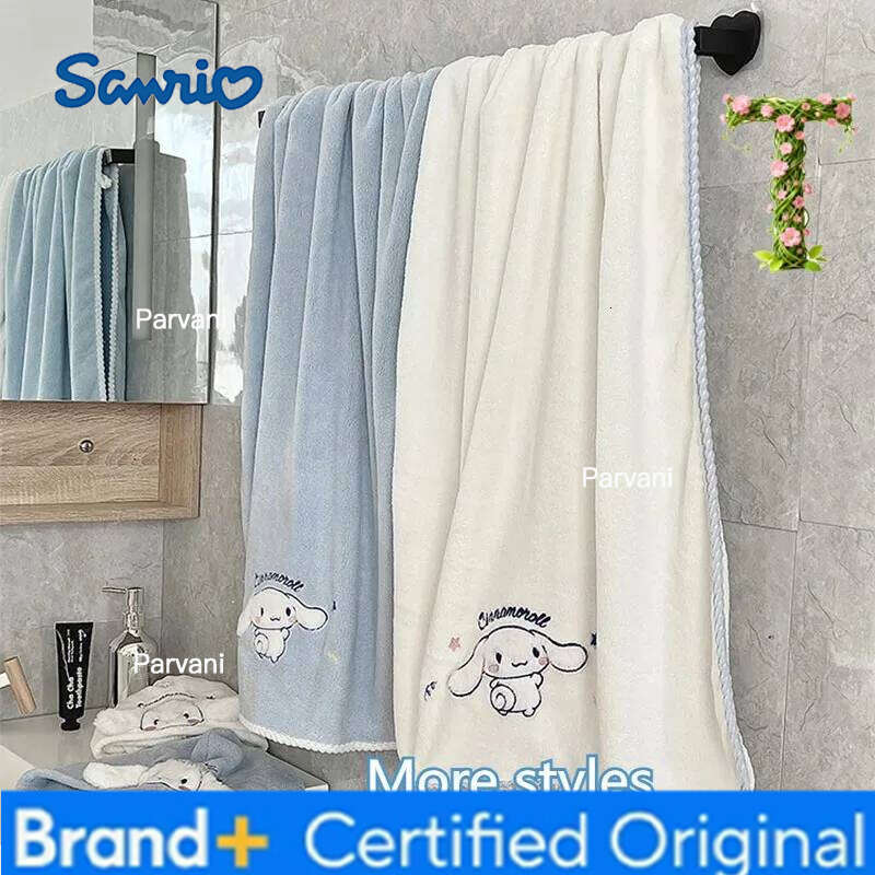 Sanrio Hello Kitty Cinnamoroll Kuromi Facial Wash Towel With Dry Hair Cap Suitable Women Can Wrapped Adult Children Cartoon Bath Towels H260130