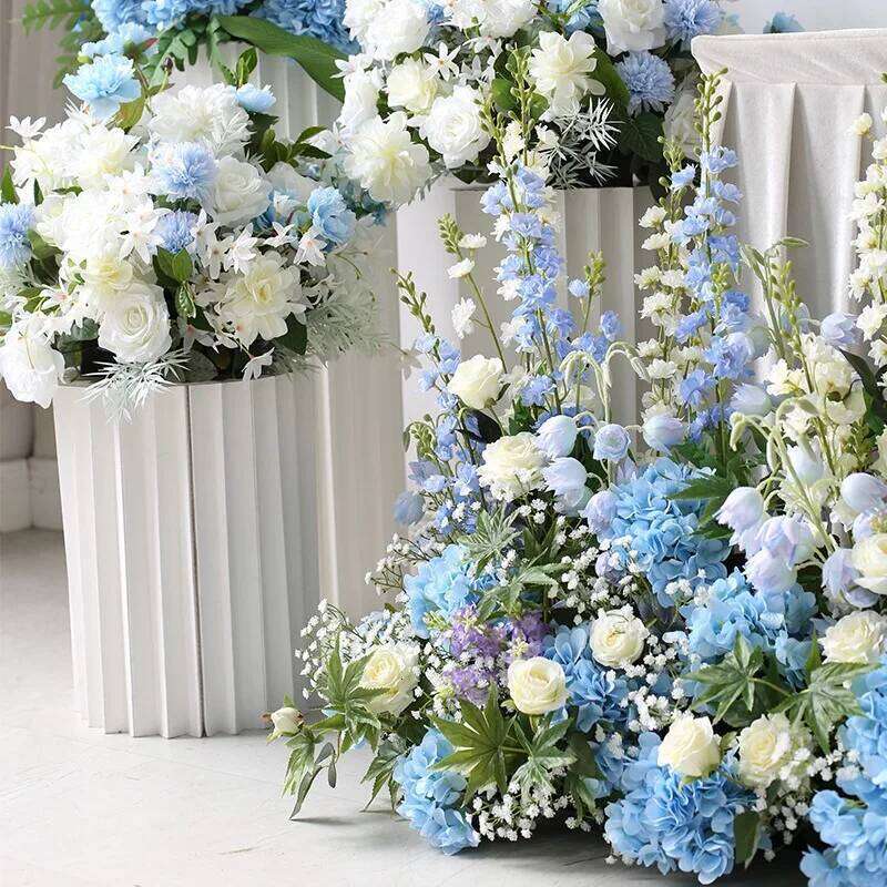 2m Rose Delphinium Flower Row Wedding Artificial Table Floral Commercial Plaza Partition Hotel Scene Layout Floor Flowers Decor W260130