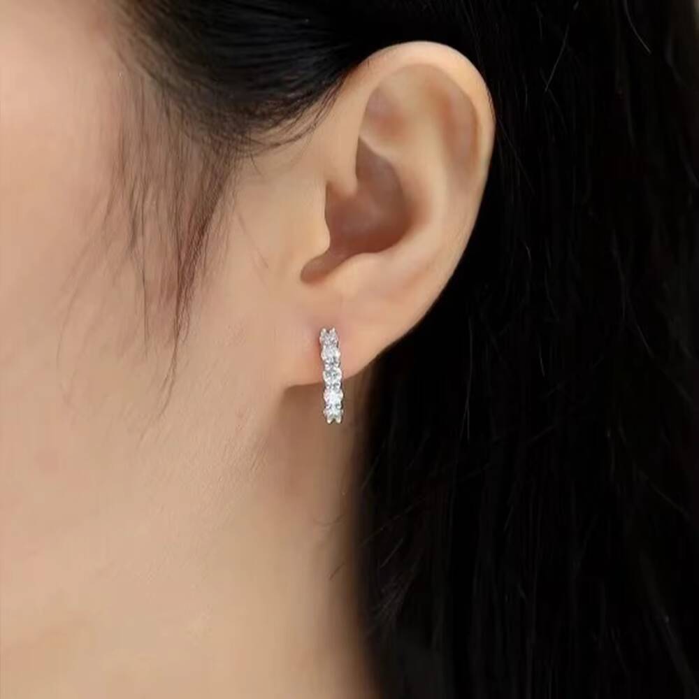 Solen Tenth Lab Grown Diamond 18k Solid Gold Click Hoop Earrings