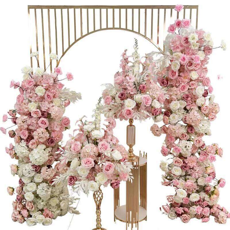 5D luxurious pink Rose hydrangea Floral Arrangement Wedding Backdrop Arch KT Board Deco Floor Flower Row Runner Event Party Prop Y260130