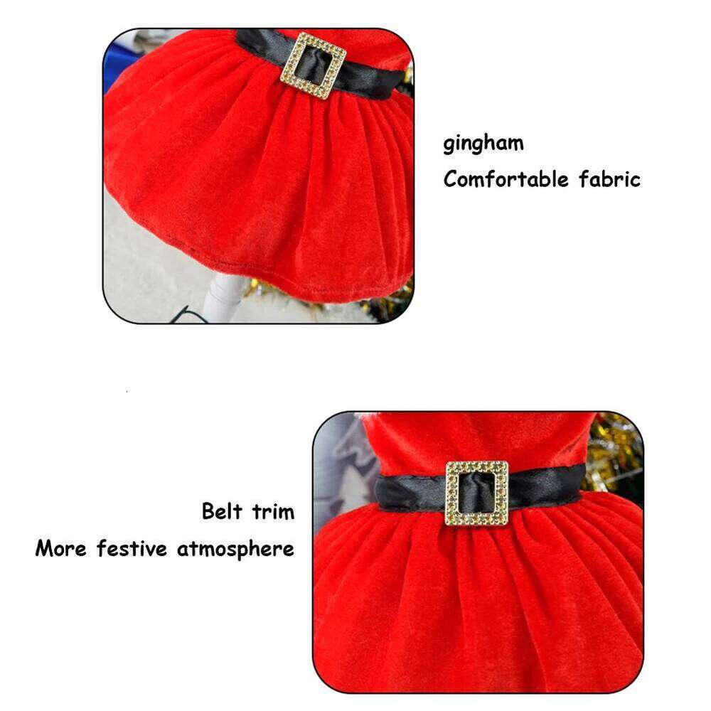 Dog Cute Xmas Puppy Costume Soft Small Pet Red Skirt Suit Comfortable Easy To Clean Christmas Dress Up Supplies H260130