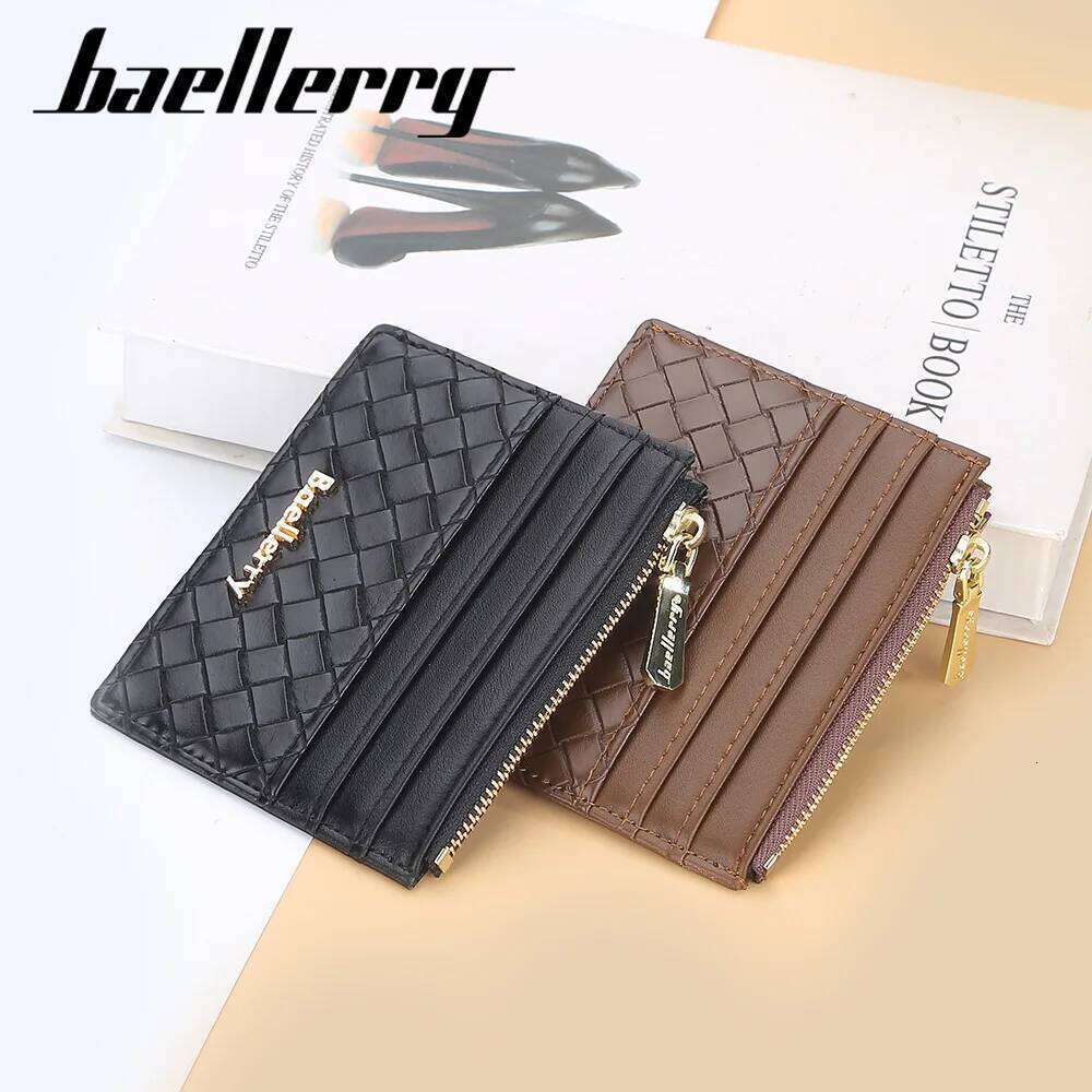 Baellerry Mini Women Wallets Slim Zipper Weave PU Leather Top Quality Fashion Female Purse Card Holder Wallet Z260130