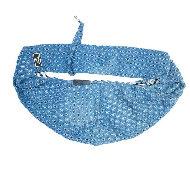 1pcs Pet Denim Backpack Dogs & Cats Durable Cotton-Blend Fabric Shoulder/Crossbody Bag for Outdoor Walks 26H0130