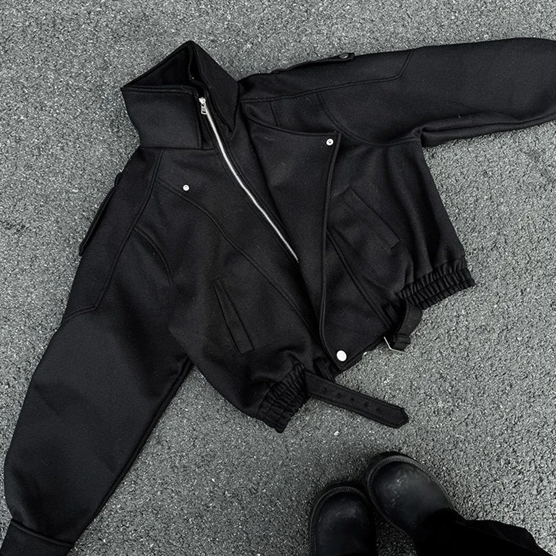 PFHQ Korean Style Male Woolen Jacket 2025 Autumn Winter Fashion n Patchwork Lapel Handsome Zipper Short Coats 21E7819 260122