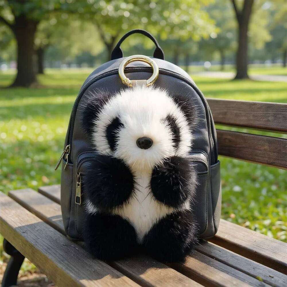 Pompom Panda Key Ring Women,Adorable Bag Charms Purse Accessories Handbags, Car keychain, Gift for Girlfriend Z260130