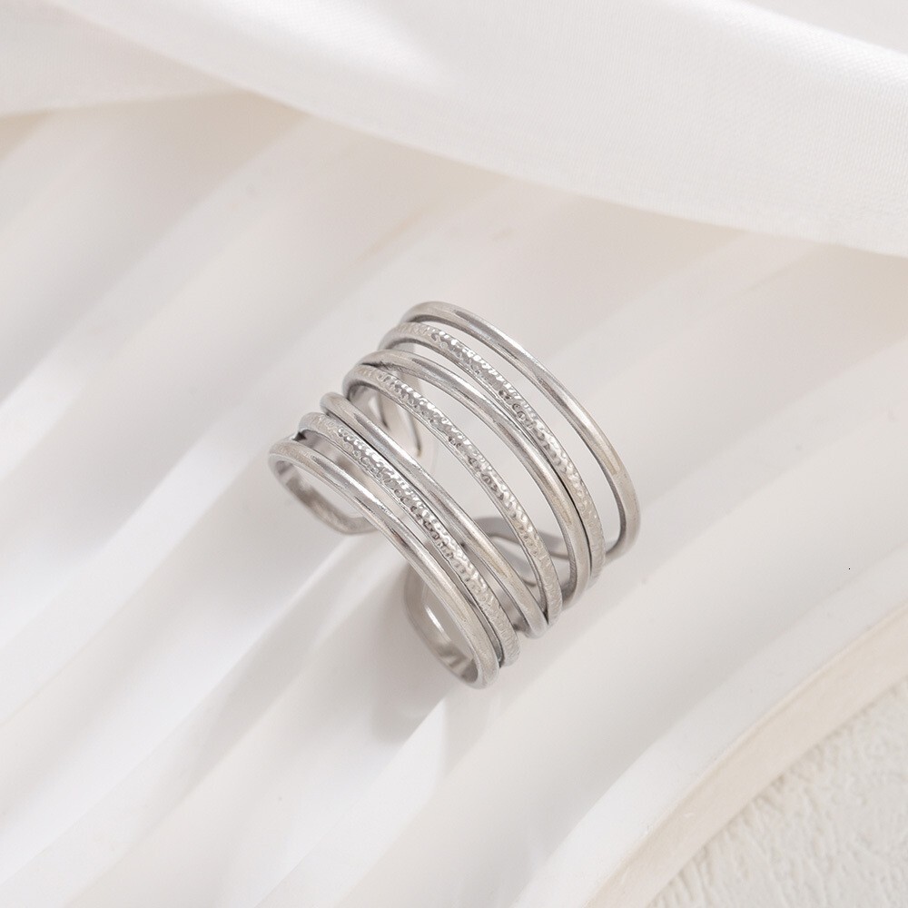 Open Ring for Women, Unique Ins Style Line Cross Couple Ring, Exclusive