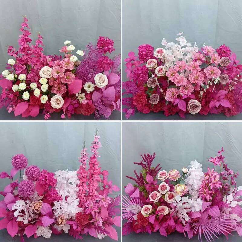 Wedding Arch Arrangement Artificial Flowers Decoration Road Leading Ground Flower Row Photo Props Stage Decor Y260130