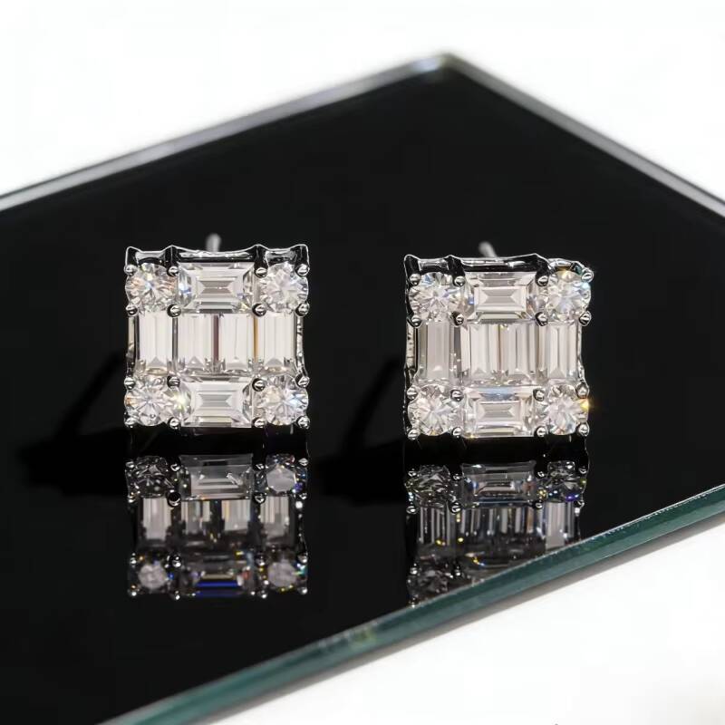 Fast Shipping 10K Solid Gold Fine Jewelry Custom White Gold Earrings Lab Grown Diamond Brilliant Cut Third Party Certified