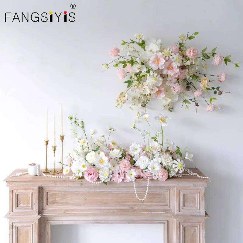 Pink Artificial Arrangement Wedding Backdrop Decor Arch Floral Row Table Flower Party Window Display Photo Props W260130