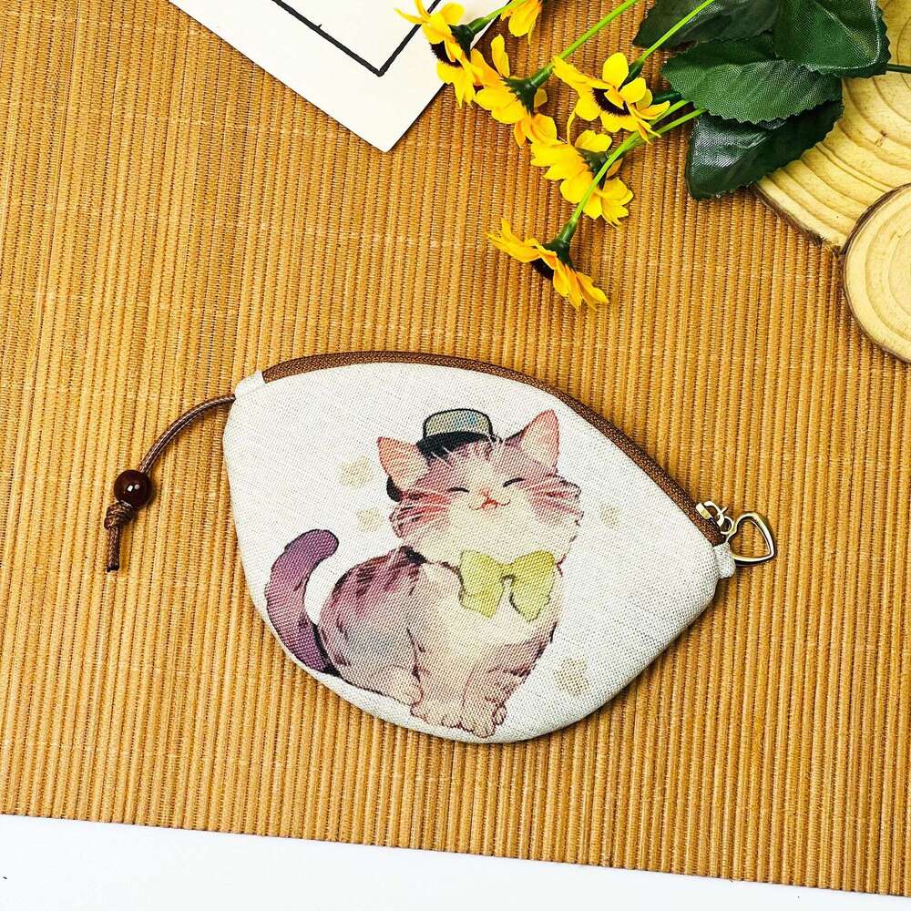 Hot-Selling Digital Print Coin Purse Pull-Out Mini Bag Chinese Style Handmade Fabric Cartoon Card Holder MASA