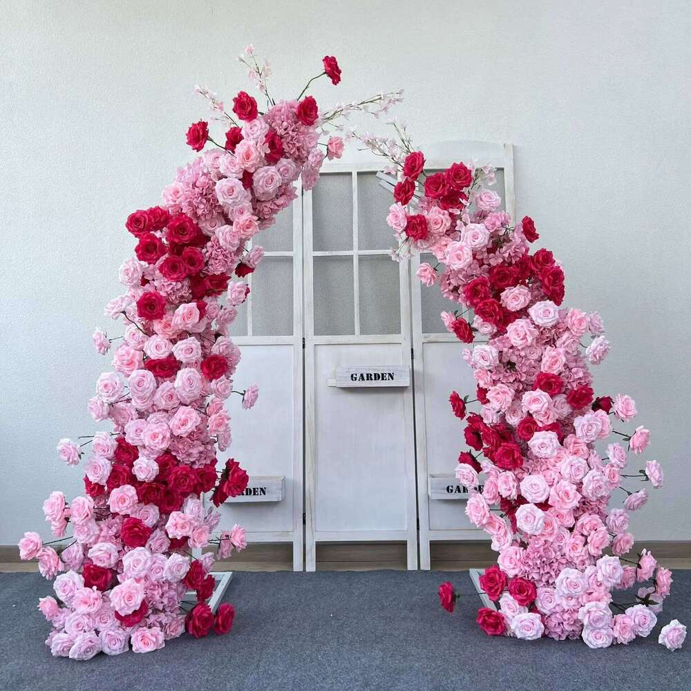 Trumpet Arch Artificial Flower Arrangement, Moon Shape, Wedding Background Props, Party Decoration, Luxury Y260130