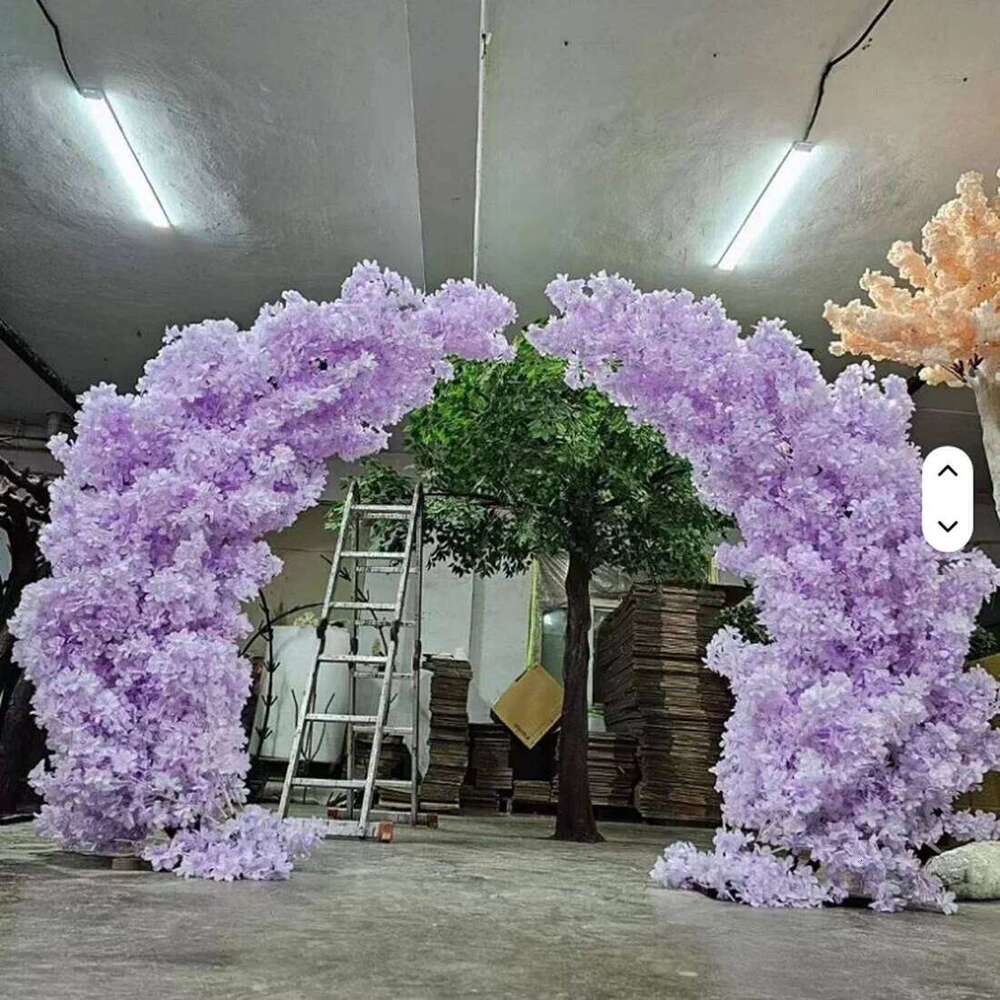 Large Artificial 10ft / 8.2f/ 6.5ft Flower Set pink Blossom Arch Cherry Tree for Weddings Decor Y260130