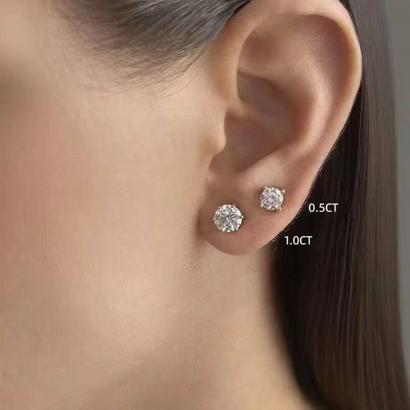 Lab Grown Diamond Stud Earrings Jewelry Set 14K 18K Solid Gold Custom 05ct to 3ct Lab Diamond Earrings Free Shipping Unisex