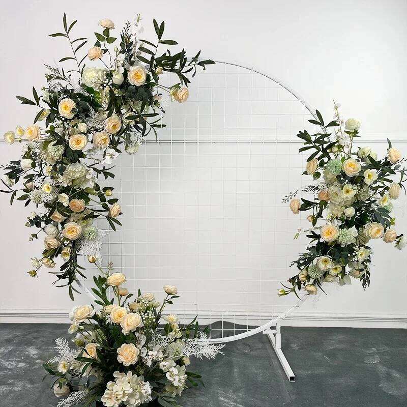 Wedding Props Artificial Crescent Row Arrangement Table Flower Ball Finished T stage Road Lead Decor FloralWedding Arch W260130