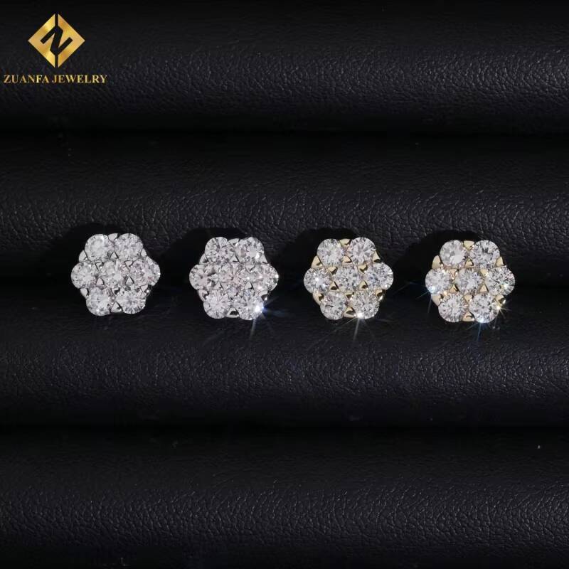 Hot Sale Classic Diamond Earrings for Women Solid Gold Hip Hop Style VVS 6mm 65mm 95mm 10mm 105mm Men Past Diamond Test GRA
