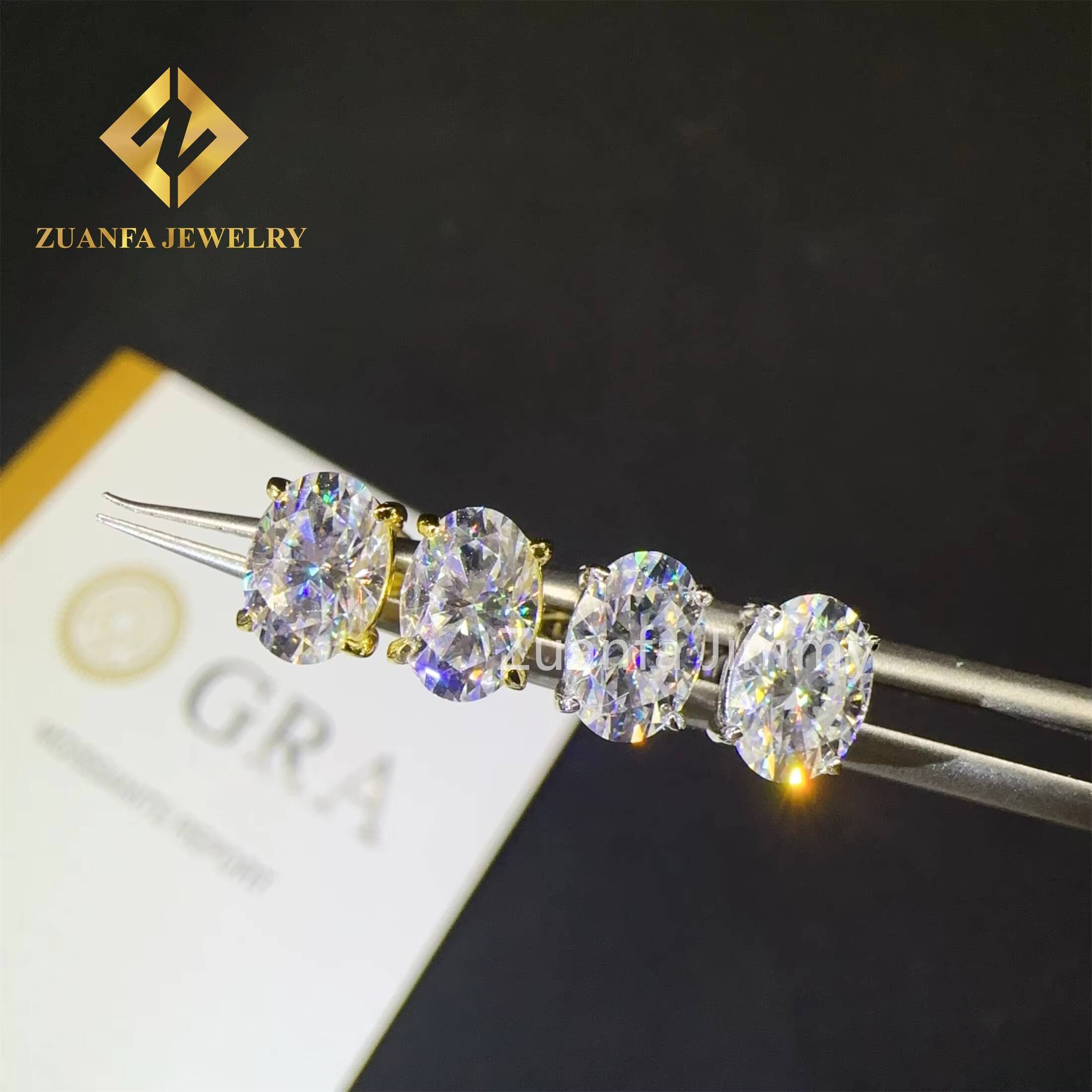 Pass Diamond Tester GRA Certificates Screw Back Iced Out Earring Man Oval Crushed Brilliant Cut VVS Moissanite Hip Hop Earring