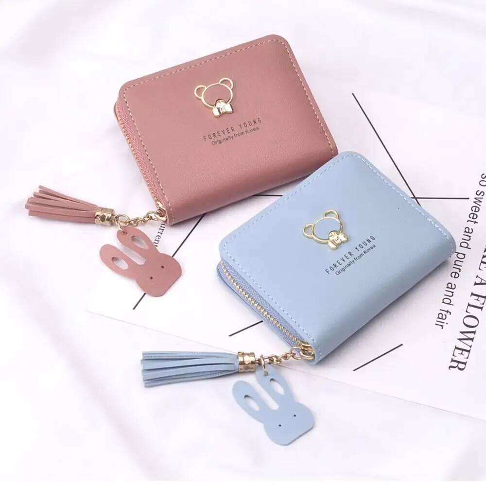 Short PU Leather Zipper Wallet Tassel Pendant Coin Purse Money Bag Panda Holoder Women Girls Z260130