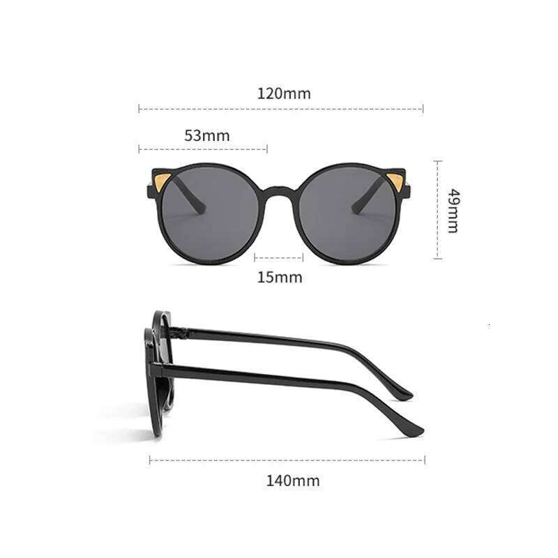 Boys Girls Cute Cat Ear Sunglasses Vintage Travel Outdoor UV-proof Baby Eyewear Children Classic Round Frame Ultralight Glasses H260130