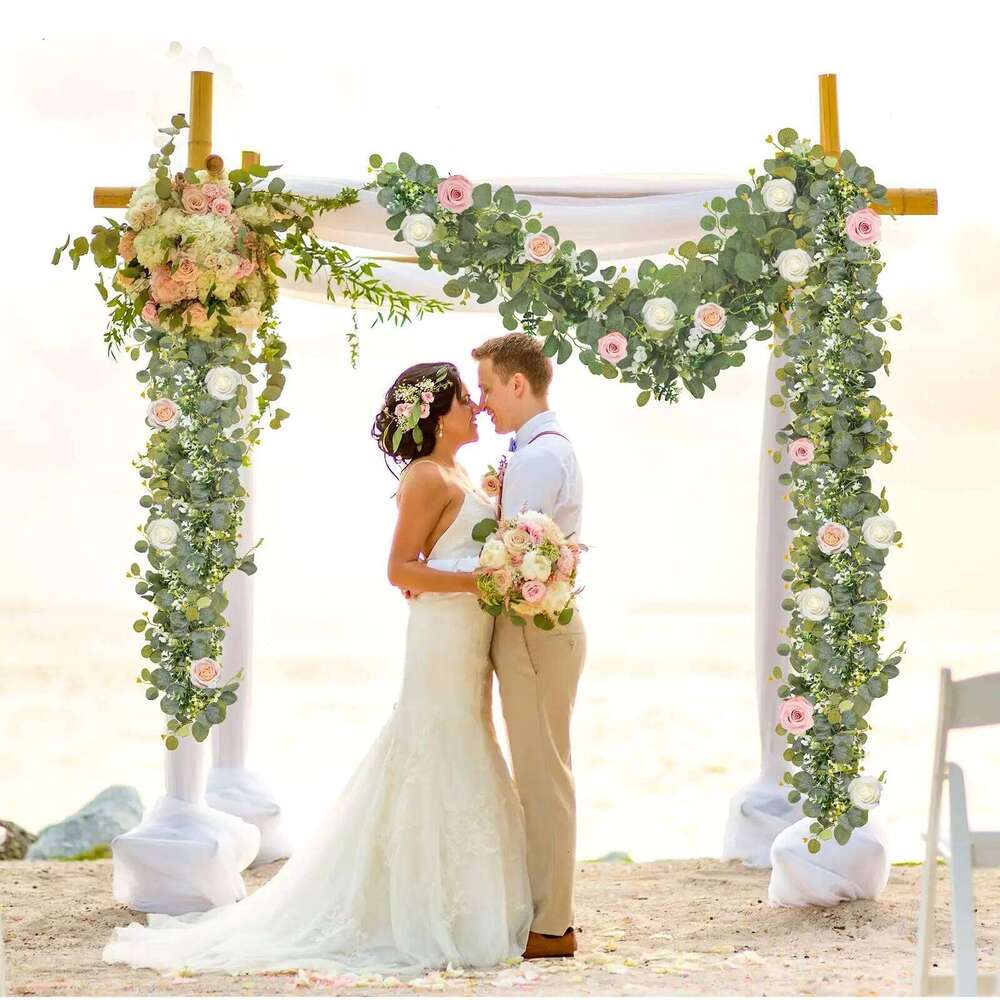 1/2/4PCS Artificial Eucalyptus Hanging Garland White Flowers Vines Fake Plants for Wedding Arch Wall Home Party Christmas Decor Y260130